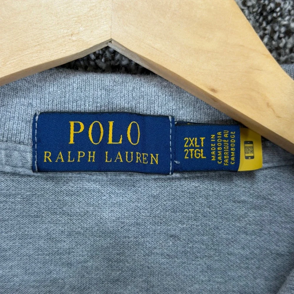 Polo Ralph Lauren Shirt Mens 2XLT Heather Gray Cotton Big Pony #3 Preppy Casual